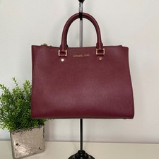 Borsa a mano Michael Kors Sutton grande bordeaux Merlot pelle saffiano