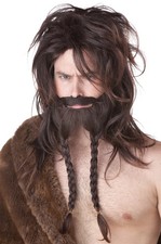Brand New Viking Warrior Costume Wig and Beard Brown 