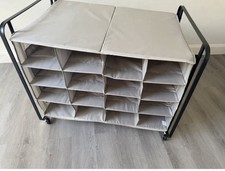 EUC 3 SETS OF 16 GREY SHOE RACKS 16 PAIRS / PER WHEELS Space-Saving Organizer