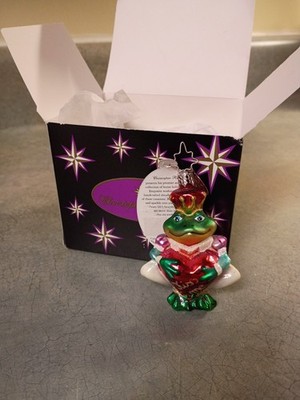 Vintage Christopher Radko Gem  Just Trust Me  Frog Ornament Original Box