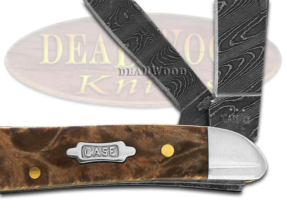 Case xx Peanut Damascus Steel Natural Maple Burl Wood 15094 Pocket Knife - Image 2 of 4