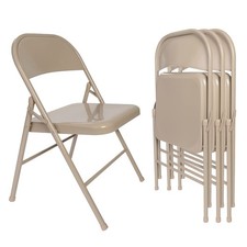 Metal Folding Chairs 4 Pack, Double Hinged Steel Frame Easy Foldable Stackabl...