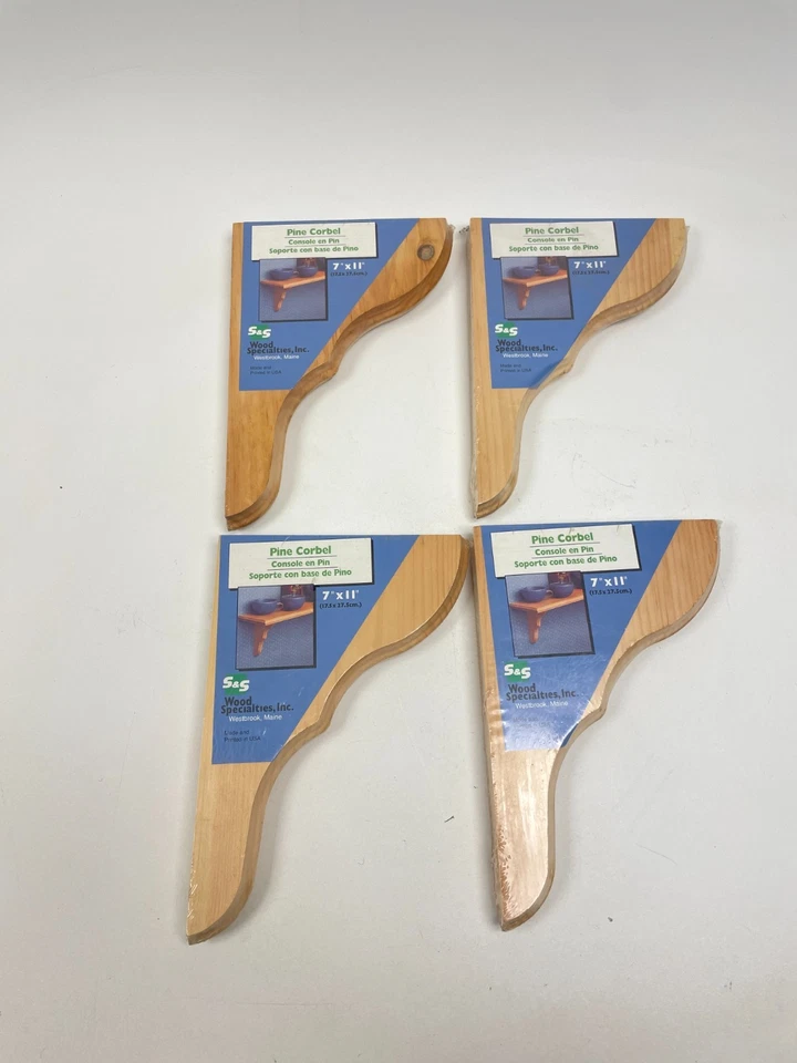 Juego de 4 ménsulas de pino de 7"x11" de madera maciza Foto 2 de 4