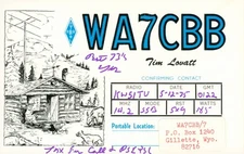 1975 QSL Card WA7CBB to KW5ITU Gillette Wyoming USA #1048