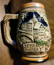 Vintage Ceramic Schloss Anholt 16 Oz. Lusterware Beer Stein Mug
