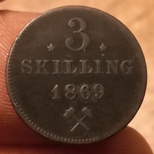 Moneta 3 Skilling 1869, Norvegia Norway Carl XV, Rif. 8969