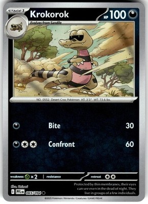 Krokorok 065/094 Common Phantasmal Flames Pokemon Reverse Holo Near Mint
