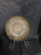 Vintage Brass Decorative Plate Tray Round Accent Dish 9”