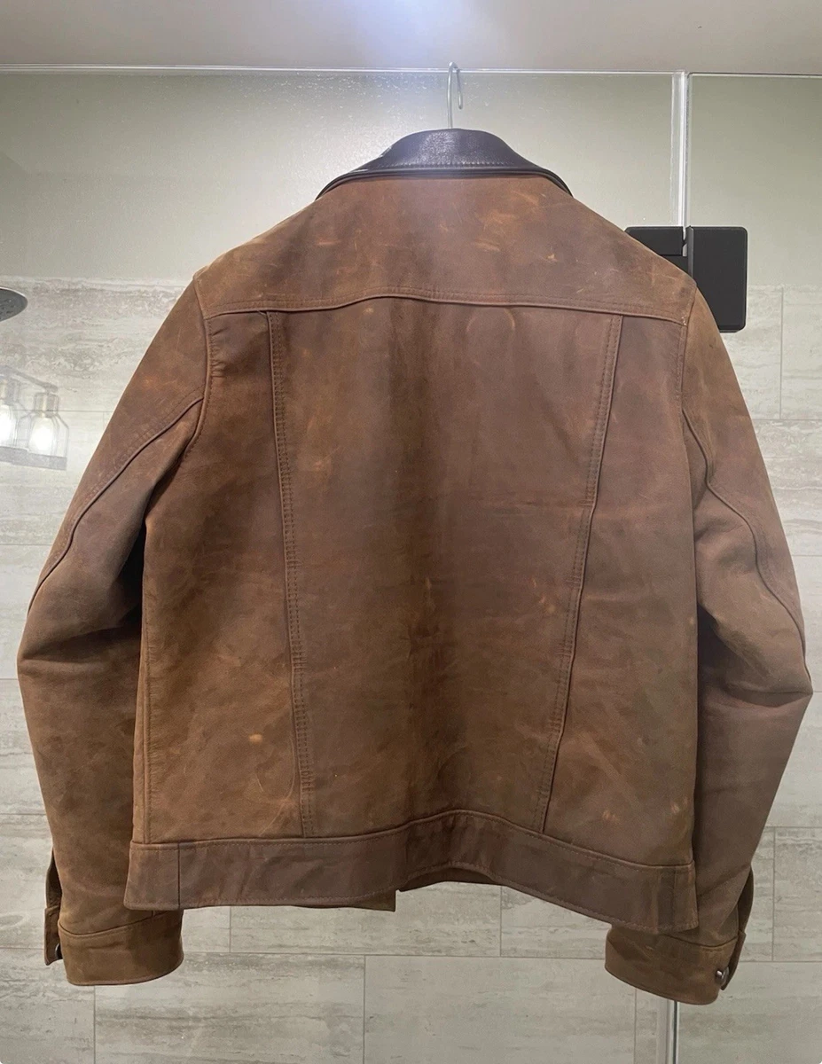 Chaqueta de mecánico Schott 538 marrón nobuck cuero de vaca (M)