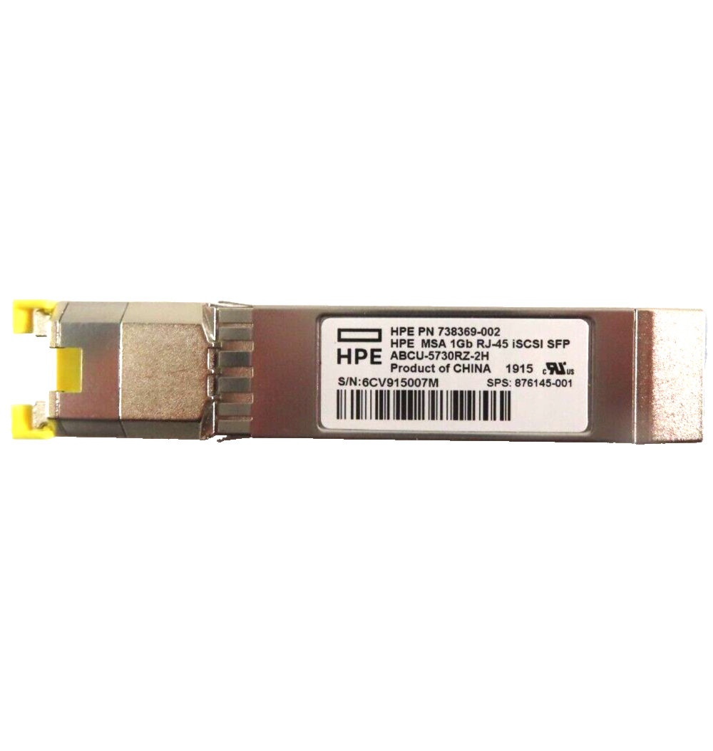 HPE MSA 2040 1GB Short Wave RJ-45 iSCSI SFP Transceiver 738369-002  / 876145-001