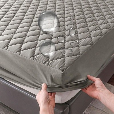 Waterproof Mattress Protector Fitted Cover Single Double Gray White Bed