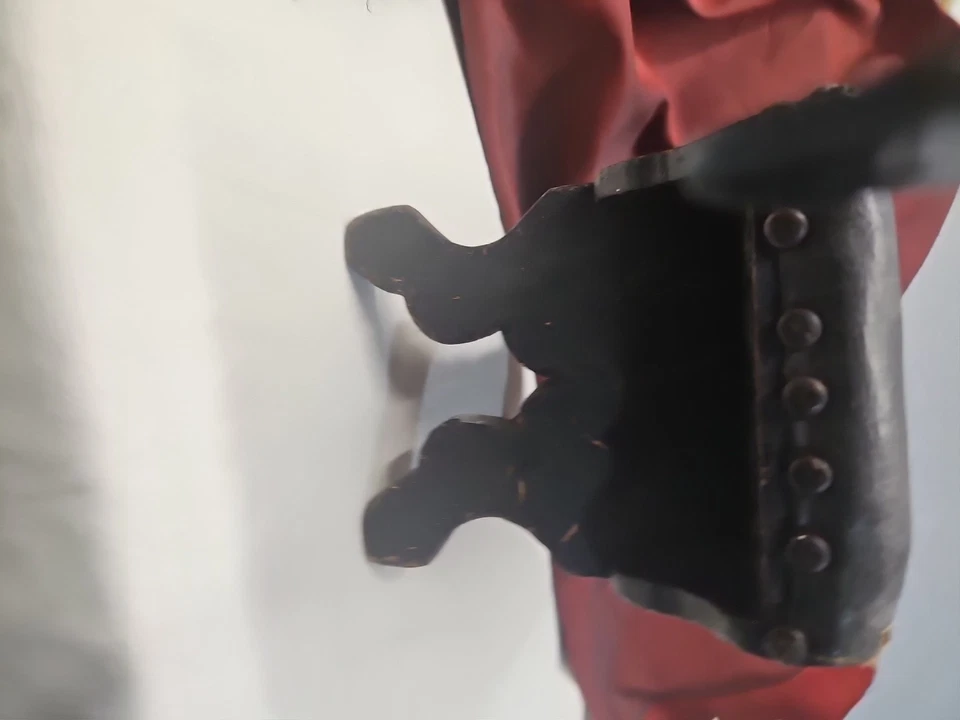 Antique,  Handmade Foot Stool.  Great Details. True Craftsmanship. Leather Top. - Image 2 of 4