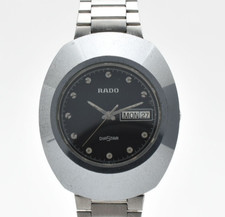 Rado Diastar 114.0391.3 Black Dial Diamond Index Quartz Mens Watch Works 33