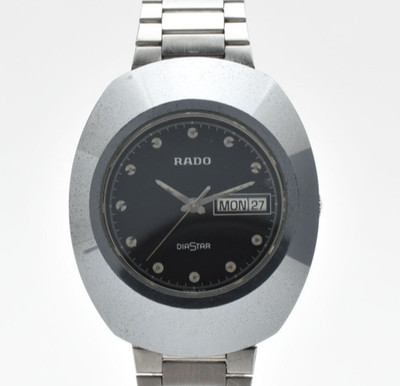 Rado Diastar 114.0391.3 Black Dial Diamond Index Quartz Mens Watch Works #33