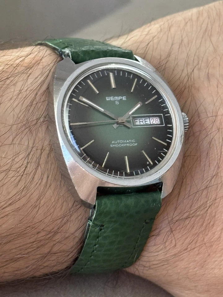 Reloj Automático Hombre Wempe Vintage Antimagnético Esfera Verde Raro Foto 2 de 4