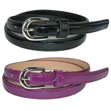CTM Kid's 1/2 Inch Skinny Dress Belt Pack of 2 Colors 