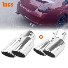 2.5" Stainless Steel Universal Dual Exhaust Muffler Tail Pipe Tip For Car Inlet