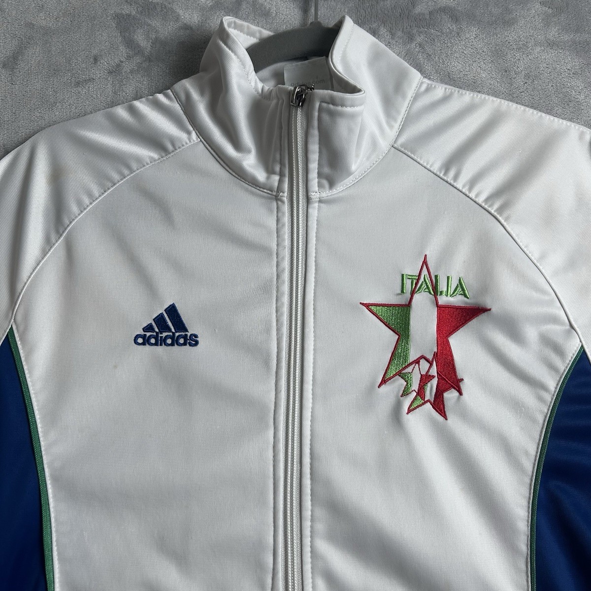 [新品]adidas イタリア国旗 ジャケット L Italy Italia Track Jacket Mens 2XL White Adidas Soccer Full