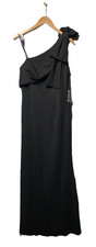 Adrianna Papell Bow Gown Stretch Crepe Maxi Dress Holiday Formal Size 14 Black