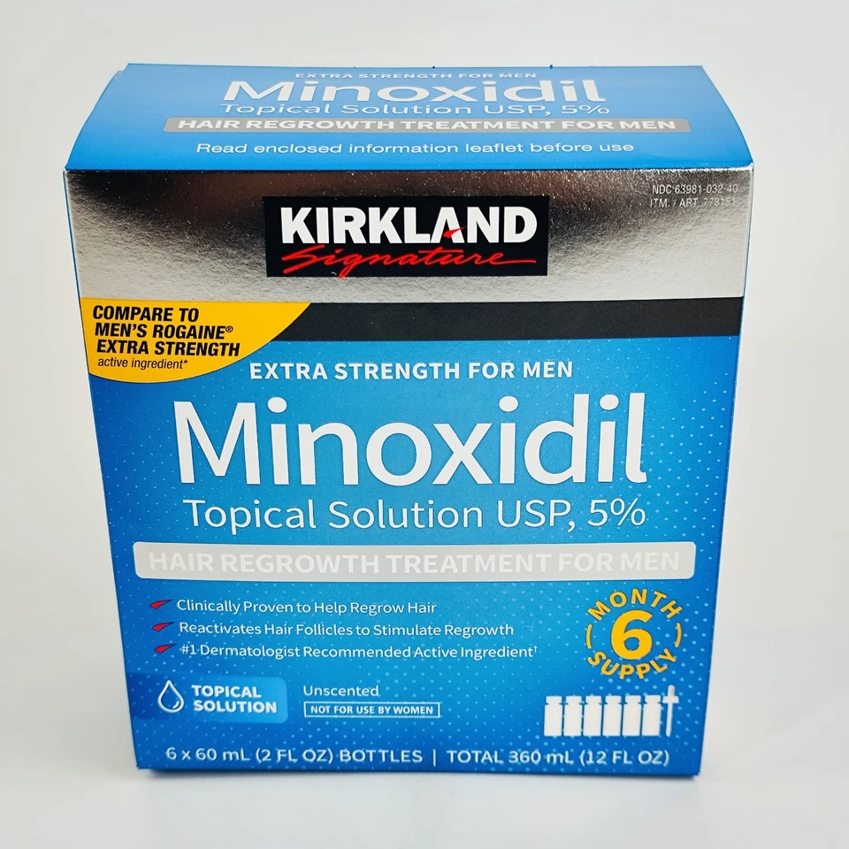 KIRKLAND Minoxidil 5% Extra Strength Men Hair Regrowth Solution 6 Months Supply - Image 3 of 4