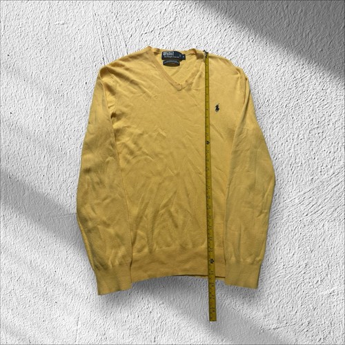 Vtg Polo Ralph Lauren Sweater Men’s Small Yellow Pima Cotton V-neck Preppy 90s - Picture 3 of 5