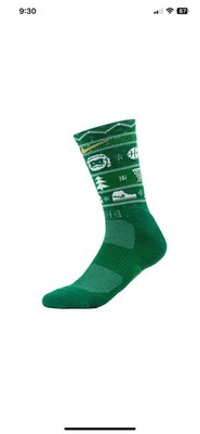Nike Elite Adult Green Crew Polyester Cushion Holiday Basketball Socks Sz Small