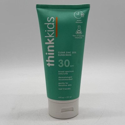 Thinkkids SPF 30 Kids Sunscreen Family Size 6 Fl Oz Gentle Reef Friendly SEALED