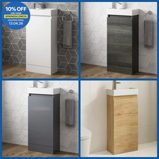 Bathroom Vanity Unit Floor Standing 400mm Cloakroom Sink Basin Grey White Oak