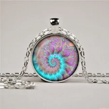 SPIRAL BLUE ART AQUA  pendant Sterling Silver 925 P/L necklace female women gift