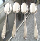 4 LUNT Sterling Silver 6" Teaspoons Sweetheart Rose Pattern  110g