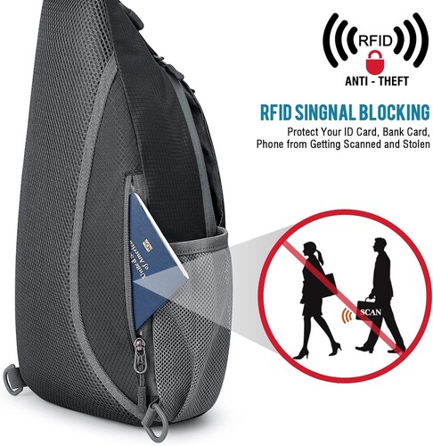 Cross Body Travel Small Sling Backpack Chest Bag Shoulder Bag Anti-theft Pouch - Picture 2 of 7