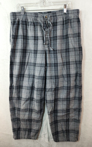 Nautica Mens Large Gray Plaid Pajama Bottom Lounge Flannel Pants - 第 1/14 張圖片