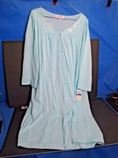 Size XL Miss Elaine Classic Tricot Robe Seafoam Embroidered New with Tags