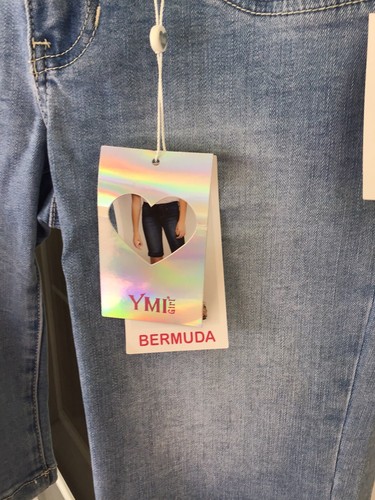 YMI Bermuda Distressed Jeans Shorts Girls 14 Stretch Denim NEW - Picture 3 of 14