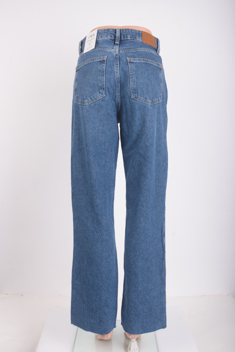 Zara Womens Jeans Denim Blue High Rise Straight Ankle US 2