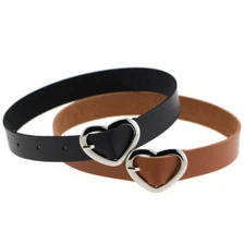 Allacki Punk Choker Fashion Heart Design Faux Leather Choker Party Necklace