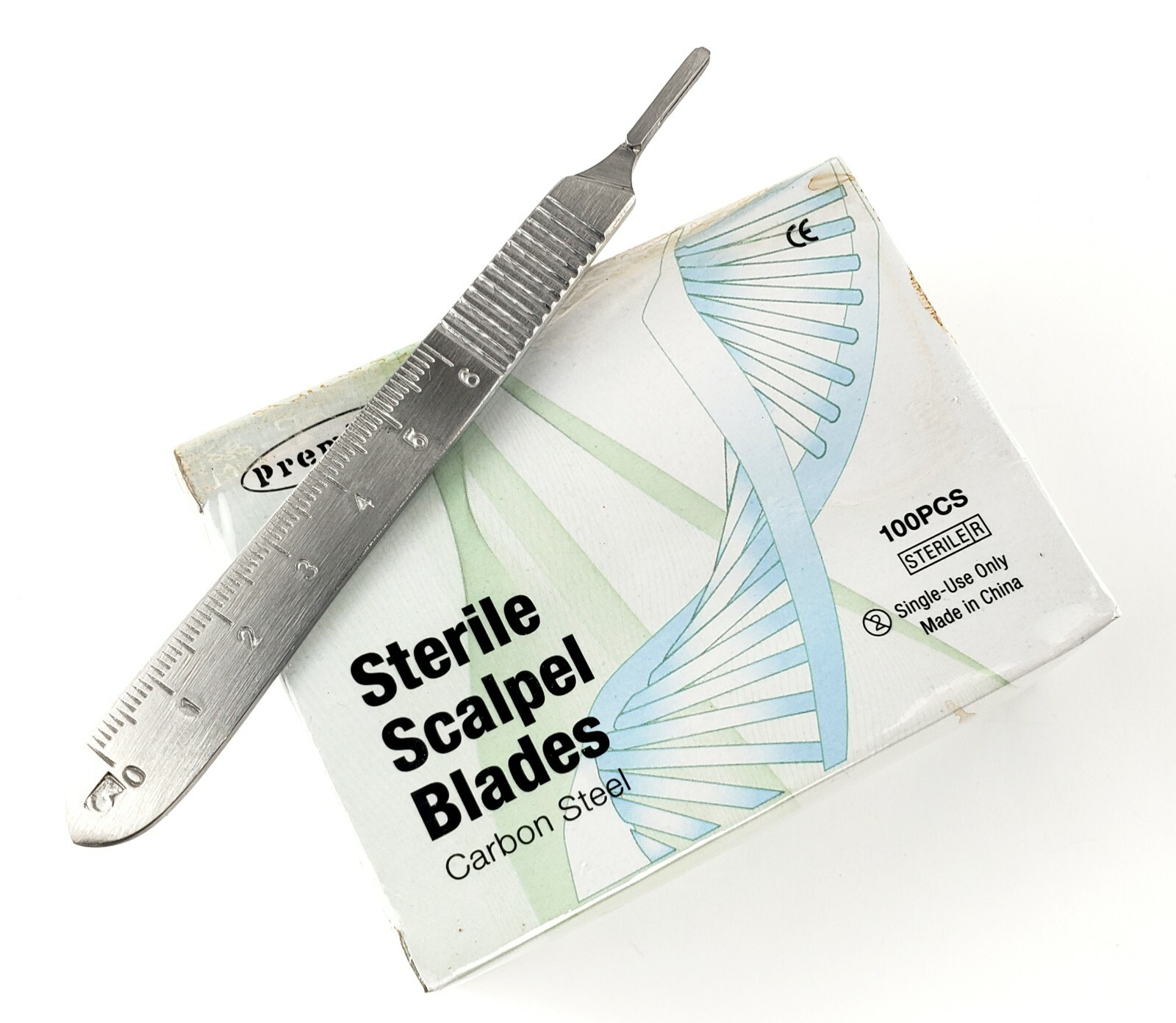 100Pcs Sterile Scalpel Blade#15 & Scalpel Handle No3 With Scale Stainless 
