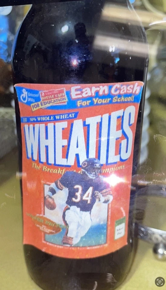 Botella de cerveza Wheaties Rhino Chaser con etiqueta Walter Payton, **RARA** Foto 3 de 4