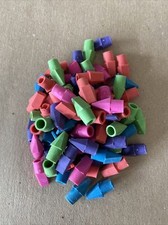 LOT OF 80 COUNT PENCIL TOP TOPPERS ERASERS MULTI-COLORS NEW