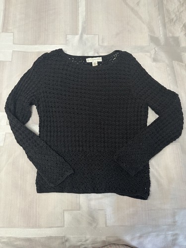 Petite Sophisticate Black Knit top size M Cotton/ Linen - Picture 4 of 17