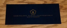 Original 1989 Chrysler Tc Turbo Convertible Maserati Sales Brochure 89