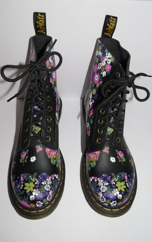 NEW Dr Doc Martens Black Floral Leather 1460 Vintage Pascal Boots Womens Size 9
