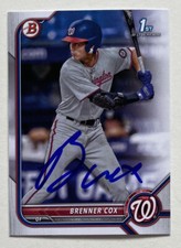 BRENNER COX RC SIGNED IP 2022 1ST BOWMAN DRAFT BD-196 ROOKIE AUTO