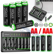 1.2V AA AAA NiMH Rechargeable Batteries /8Bay LCD Smart Fast Battery Charger Lot