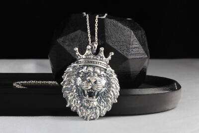 925K Sterling Silber Riesen Löwe Halskette - Kühn & Kraftvoll Statement Schmuck Herren