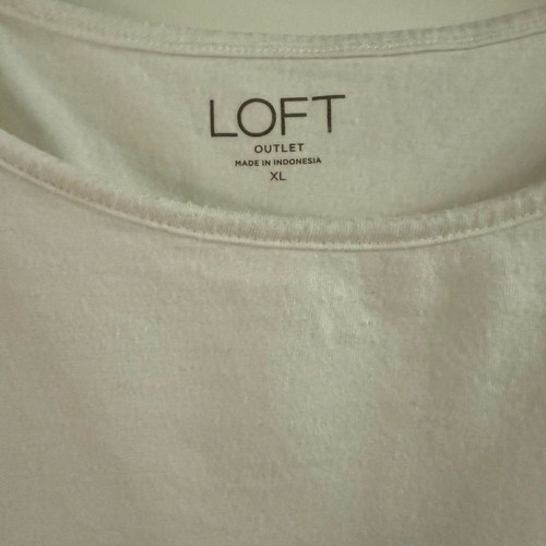Loft White Floral Mixed Media Top Size XL - Picture 3 of 4