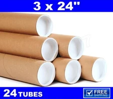 24 - 3 x 24" Kraft Tubes Poster Document Graphics Mailing Shipping Packing Tube