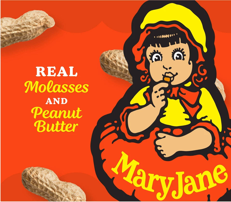 Barras de caramelo de mantequilla de maní Mary Jane de 1 lb tamaño de mordida giros caramelos embalaje a granel Foto 2 de 4