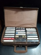 Lot of 24 Cassette Tapes in Carrying Case Various Artists 70  s 80  s 90  s Rock