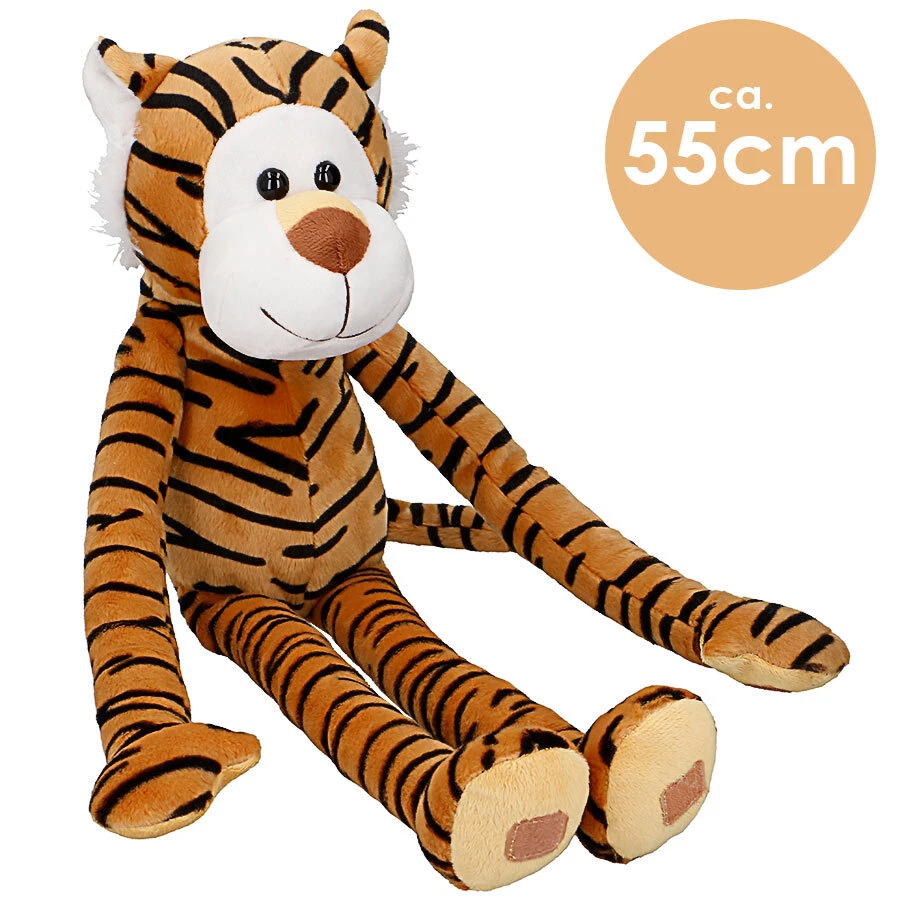 EDDY TOYS Plüsch Tiger mit Klett Stofftier Plüschtier Kuscheltier Hängetier Löwe Katze